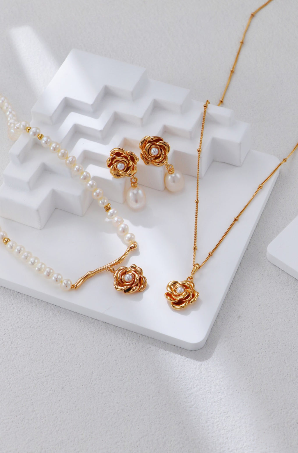 Vintage Rose and Rice Pearl Drop Earring