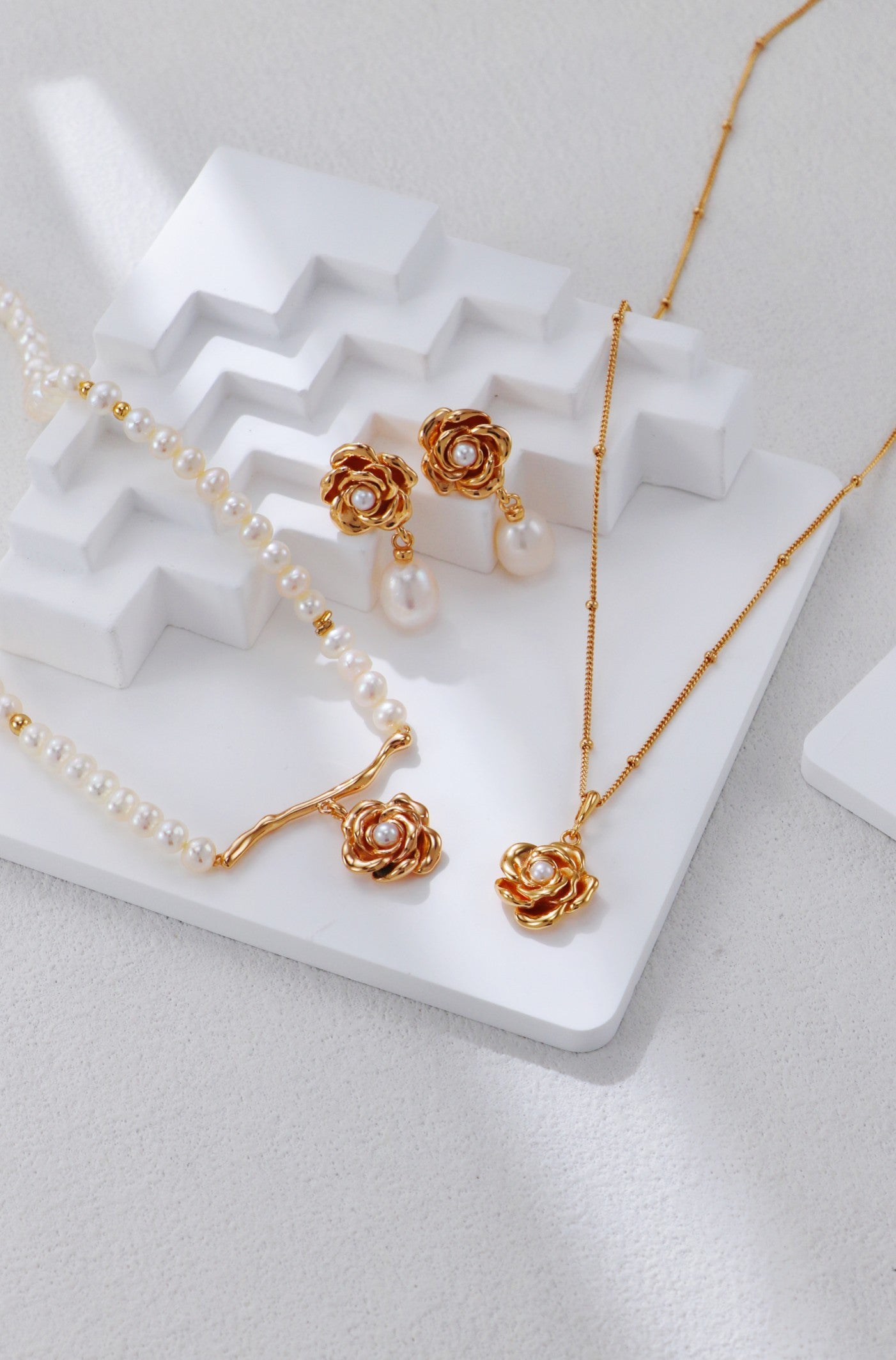 Vintage Rose and Rice Pearl Drop Earring