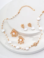 Sunflower Baroque Coin Pearl Drop Earrings