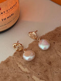 Stella Baroque Coin Pearl Drop Earrings