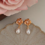 Vintage Rose and Rice Pearl Drop Earring