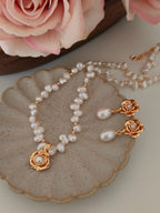 Vintage Rose and Rice Pearl Drop Earring