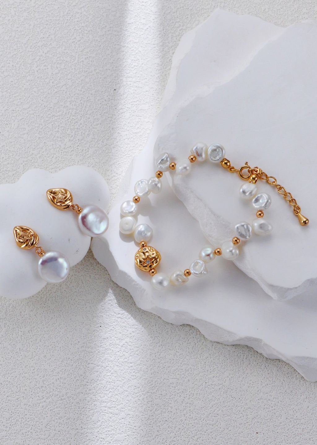 Stella Baroque Coin Pearl Drop Earrings