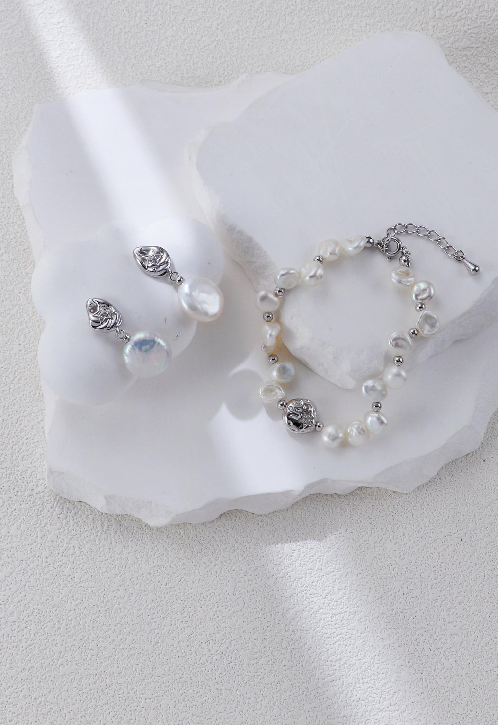 Stella Baroque Coin Pearl Drop Earrings