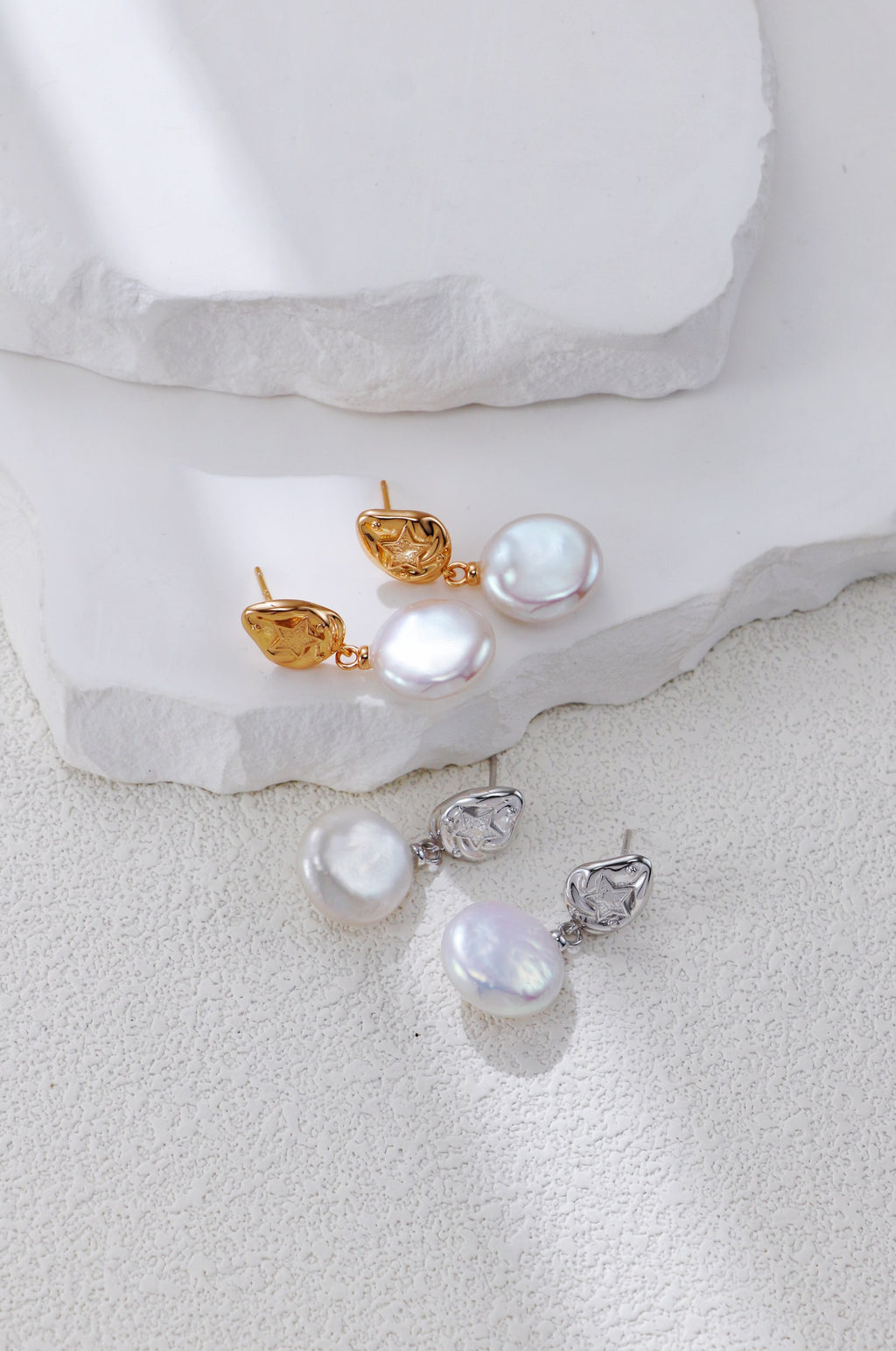 Stella Baroque Coin Pearl Drop Earrings