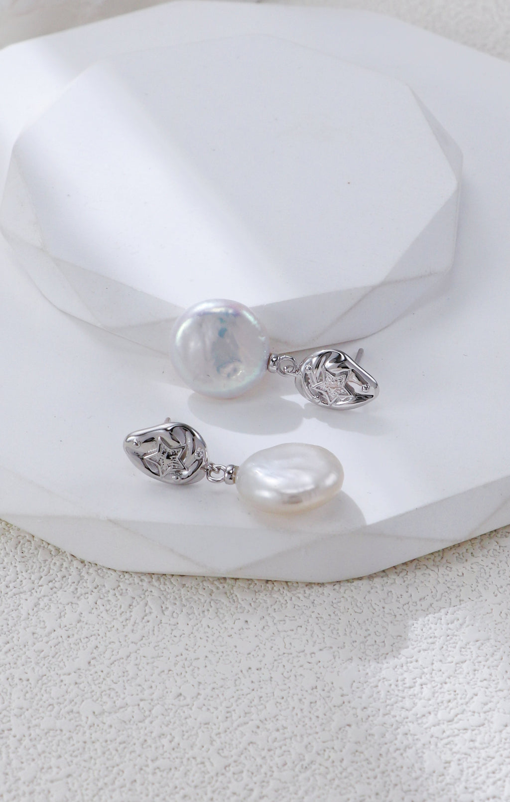 Stella Baroque Coin Pearl Drop Earrings