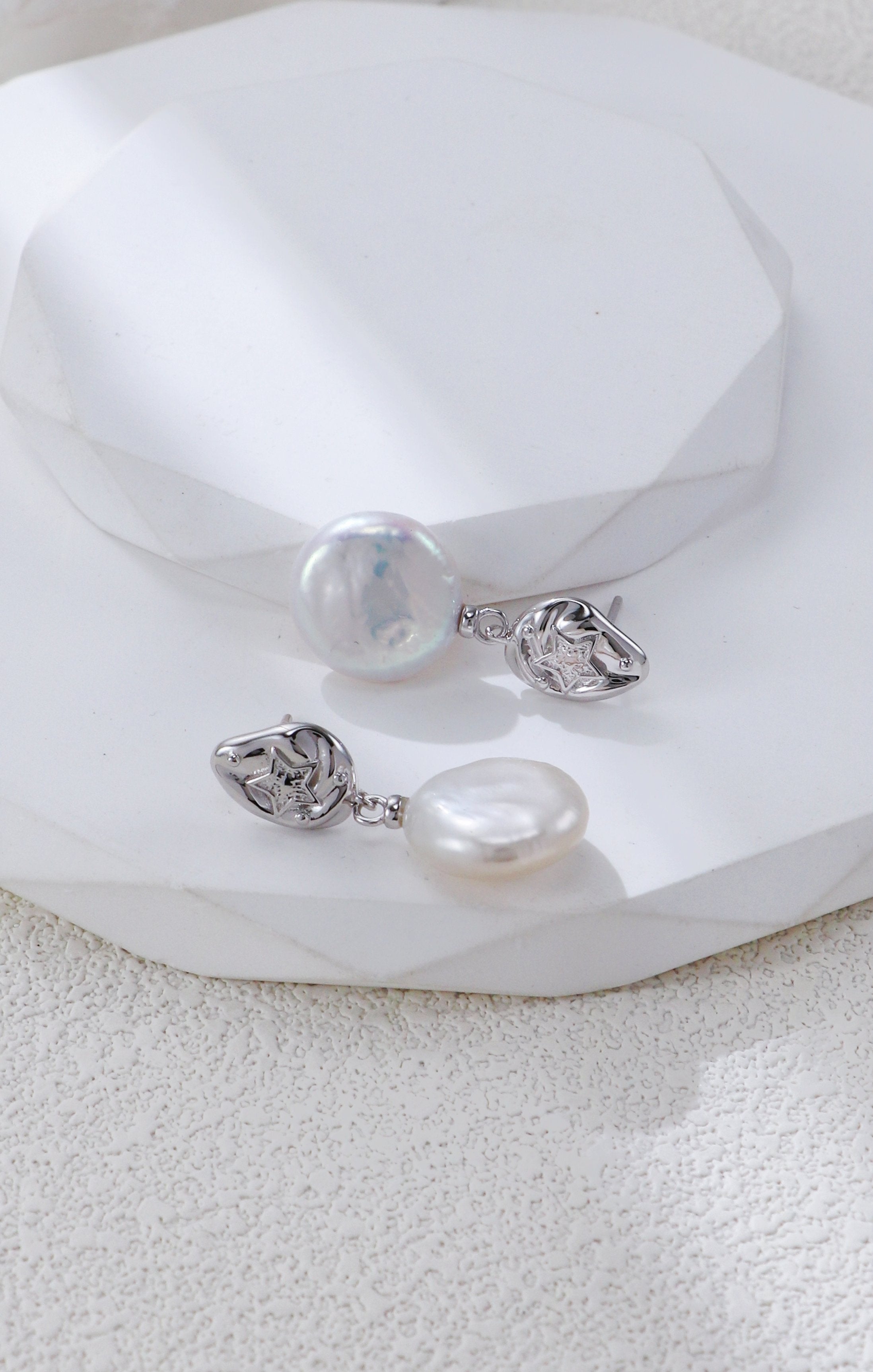Stella Baroque Coin Pearl Drop Earrings