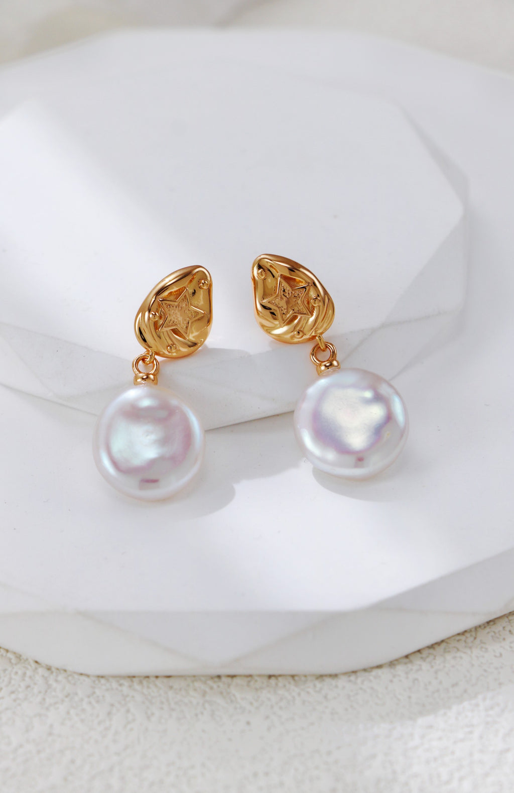 Stella Baroque Coin Pearl Drop Earrings
