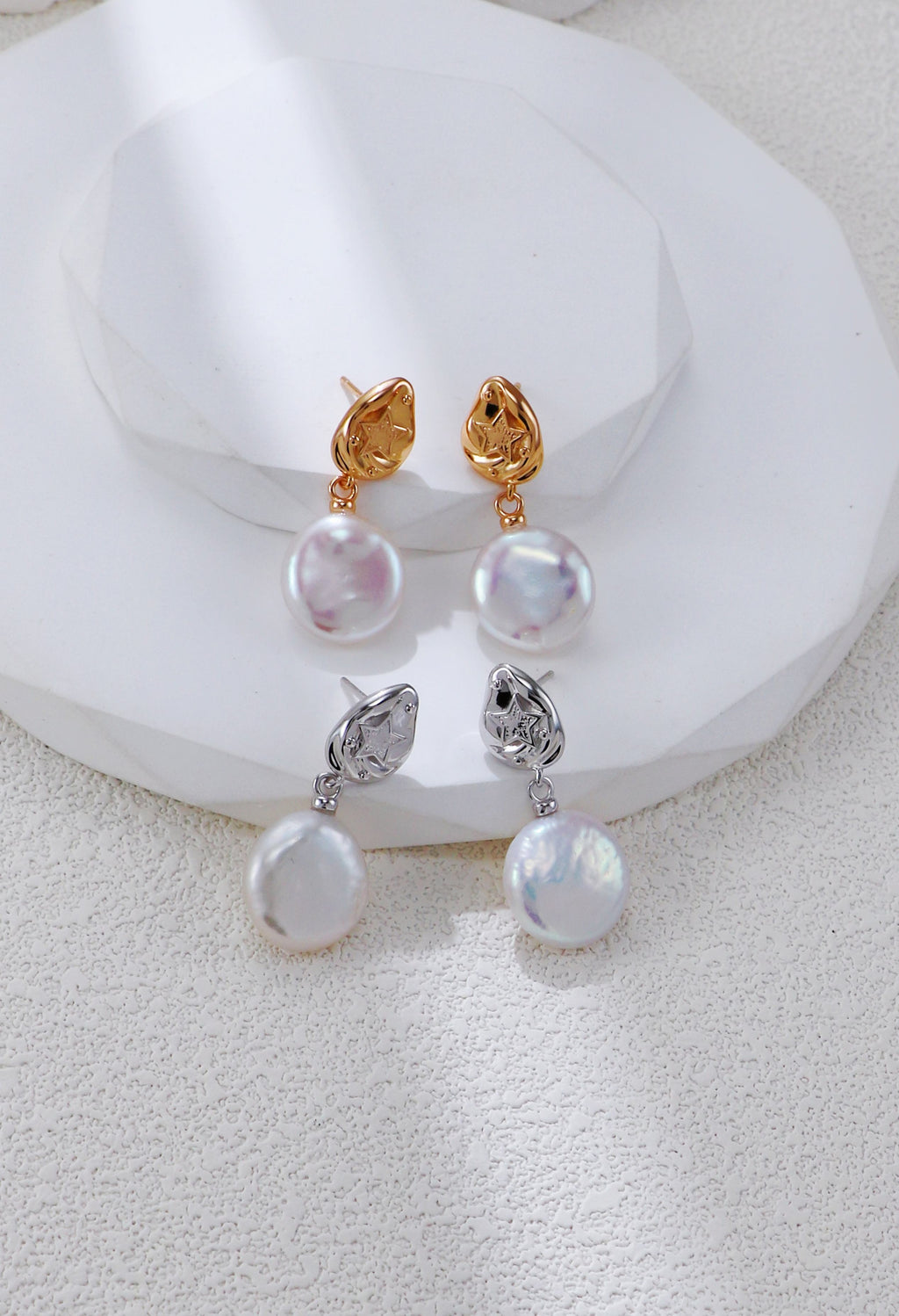 Stella Baroque Coin Pearl Drop Earrings