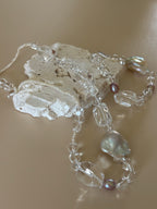 White Crystal With Fishtail Baroque Pearl Necklace