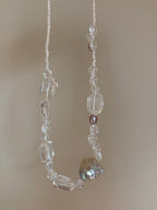 White Crystal With Fishtail Baroque Pearl Necklace