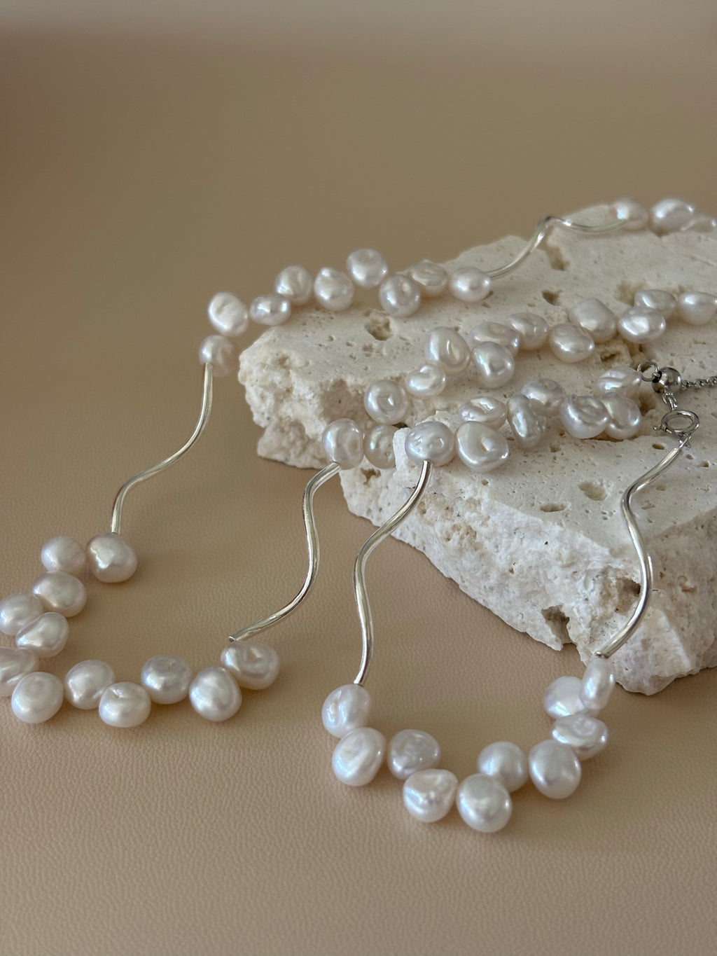 Mini Baroque Pearl With Silver Bracelet