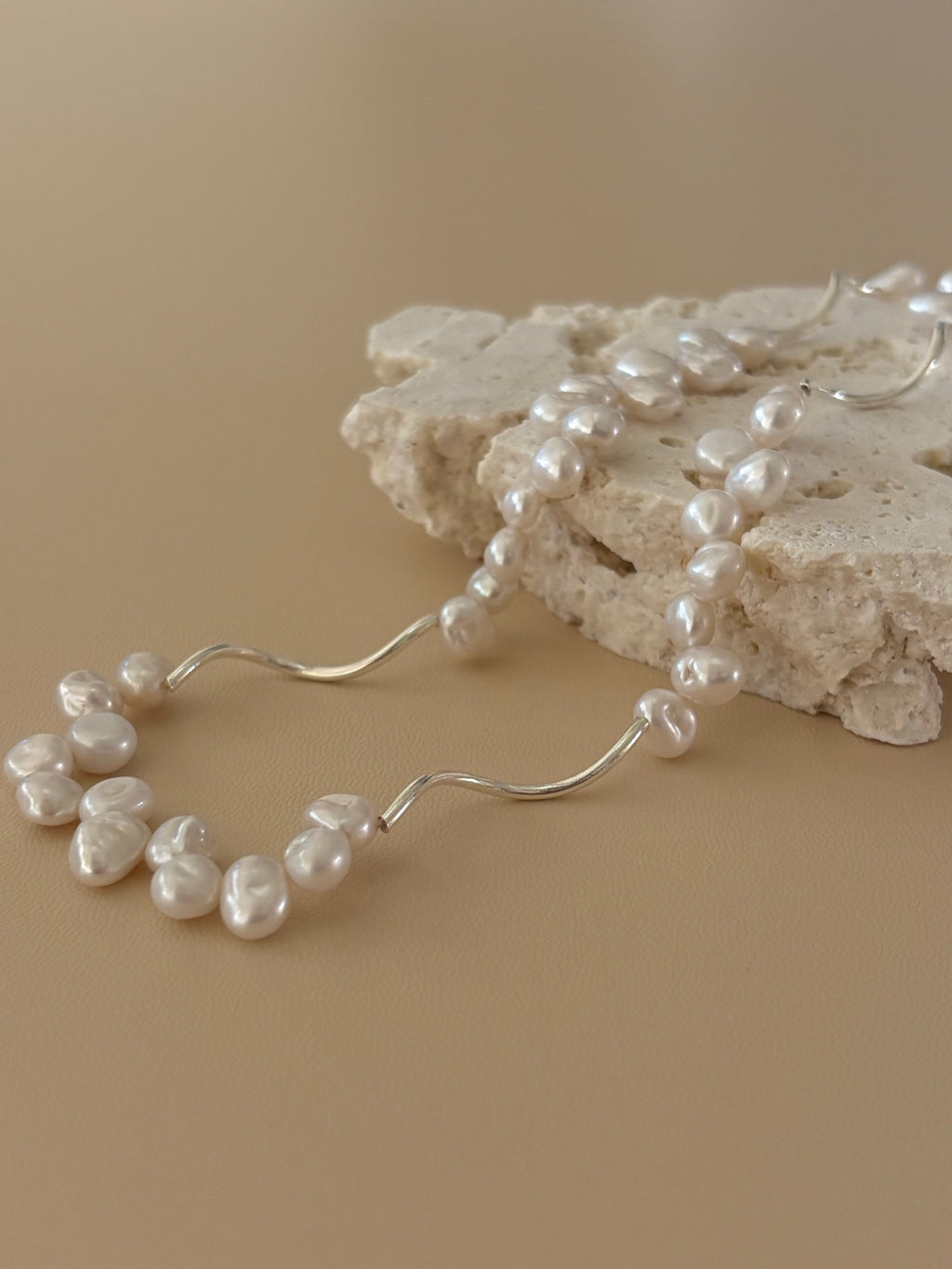 Mini Baroque Pearl With Silver Necklace