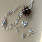 White Crystal With Stick Pearls Bracelet