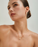 Tiny Round-Pearl With Zircon Pendant Necklace