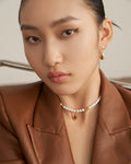 Tiny Pearl With Teardrop Gold Pendant Necklace