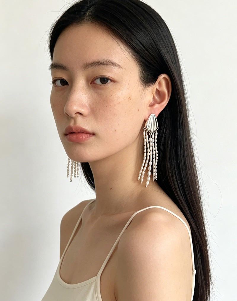 Shell Drizzle Pearl Drop Earrings