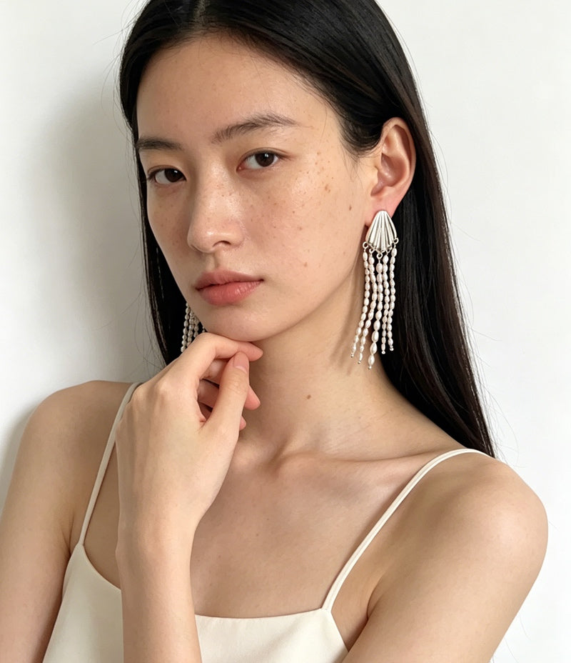 Shell Drizzle Pearl Drop Earrings