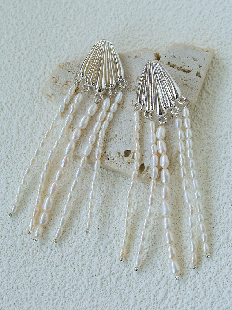 Shell Drizzle Pearl Drop Earrings