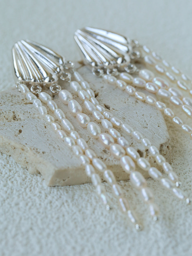 Shell Drizzle Pearl Drop Earrings