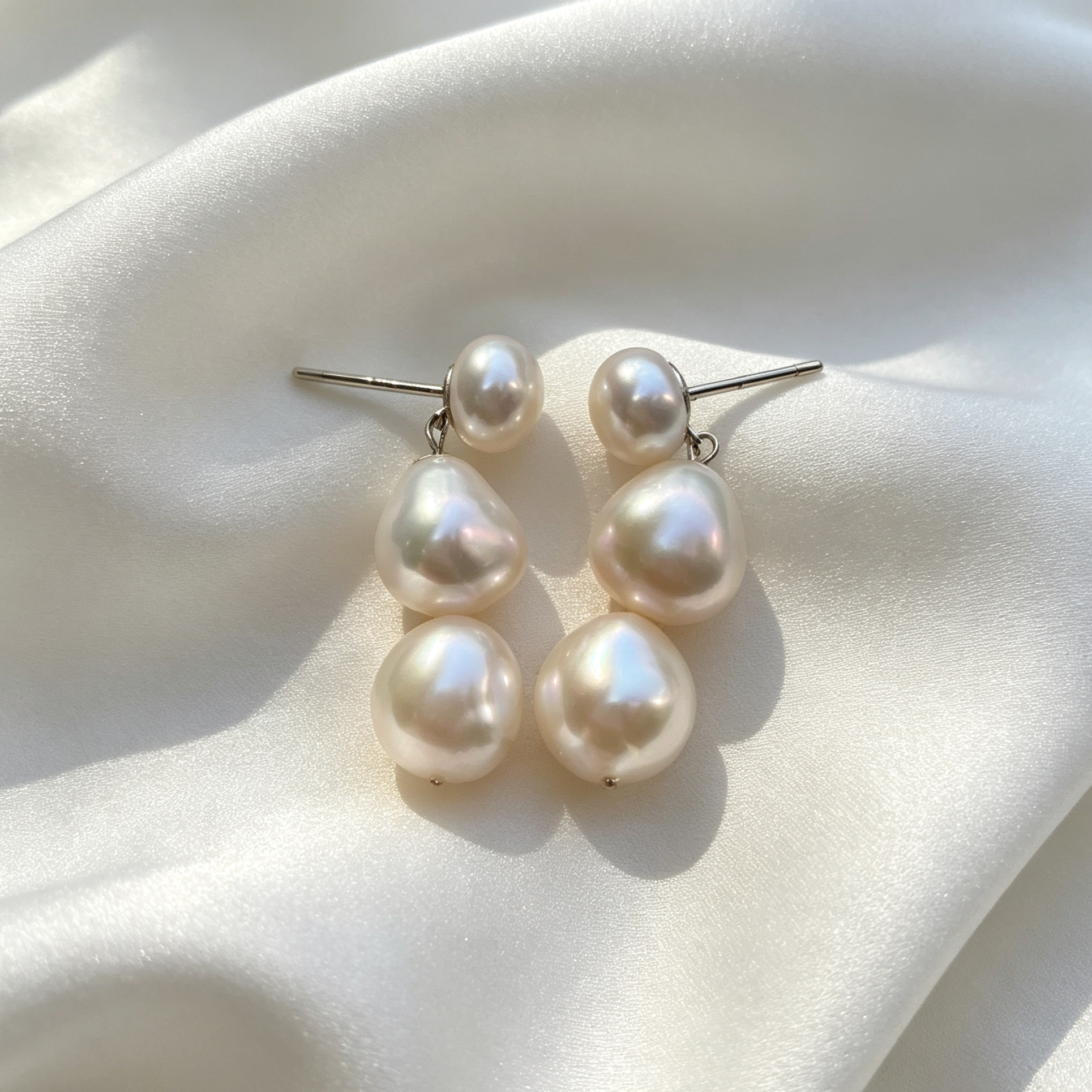 Opaline Natural Teardrop Pearl Earrings