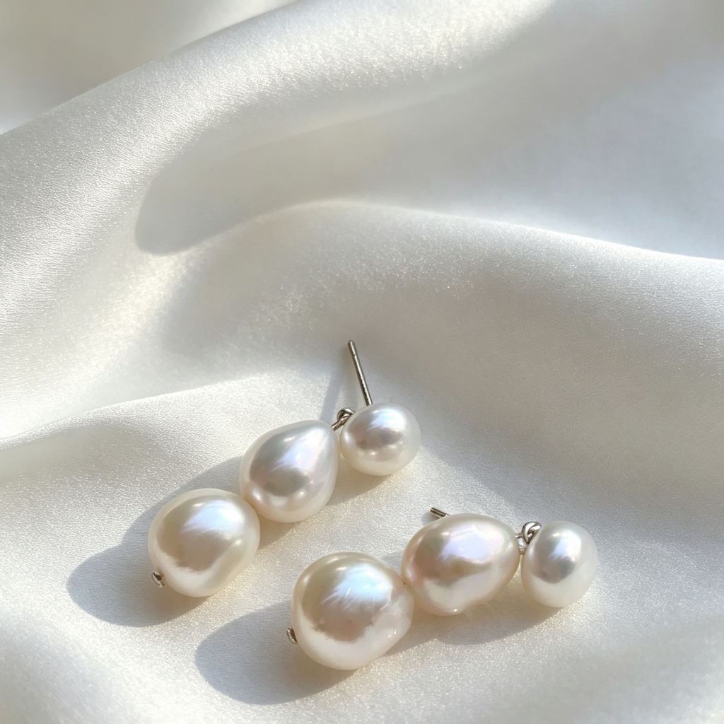 Opaline Natural Teardrop Pearl Earrings