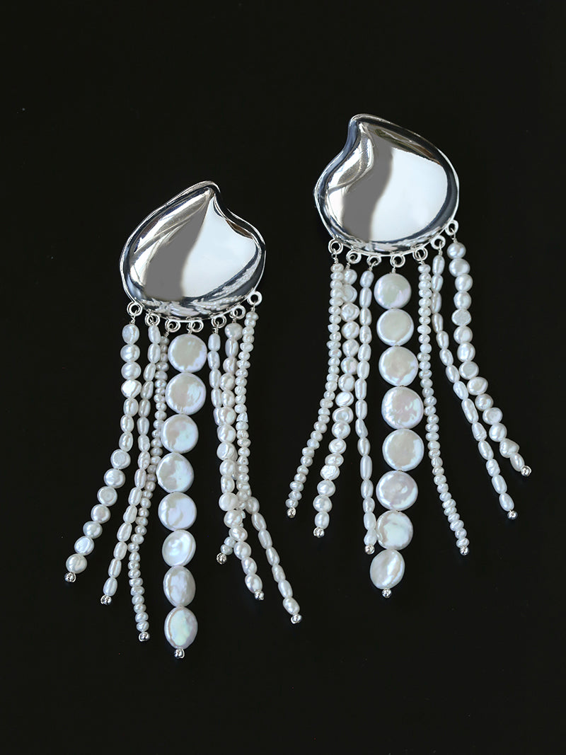 Shell Murmur Pearl Tassel Earrings