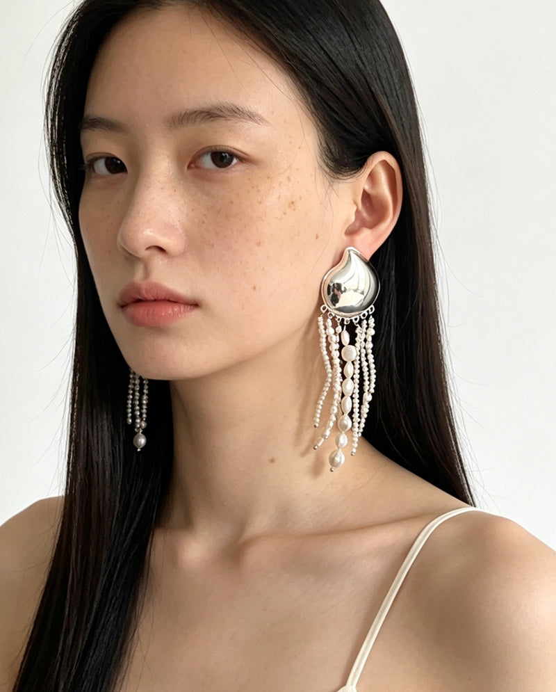 Shell Murmur Pearl Tassel Earrings