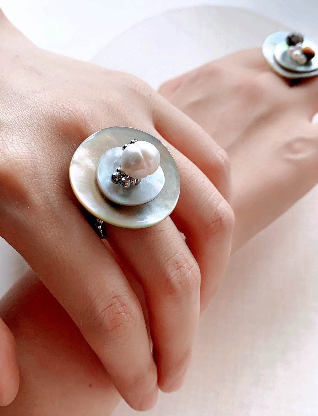 Stacked Seashell Handmade Stretch Ring