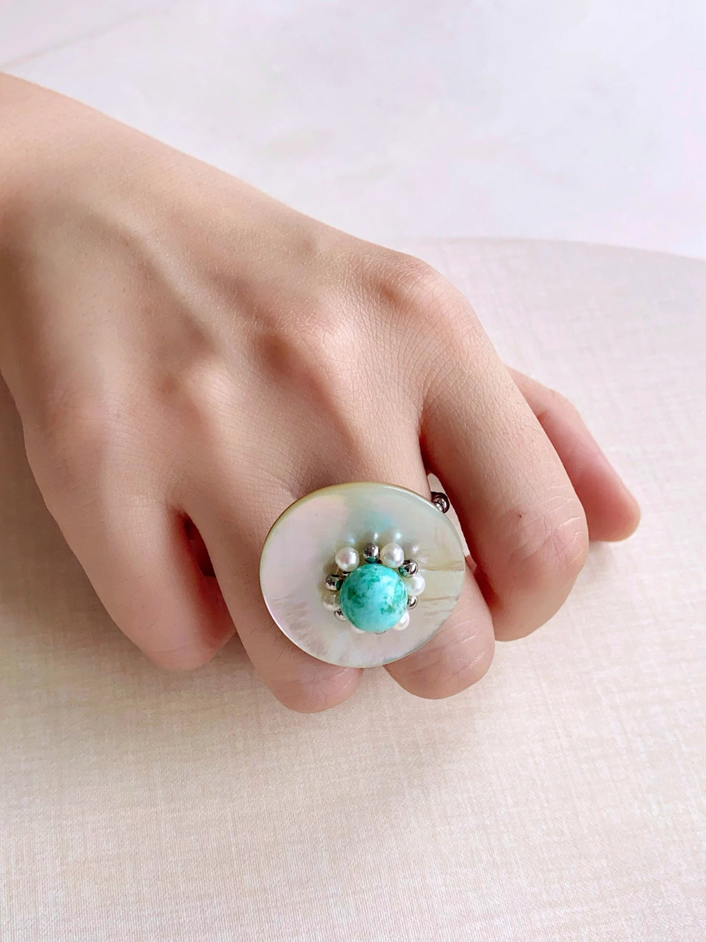 Stacked Seashell Handmade Stretch Ring