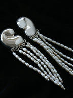 Conch Chime Pearl Tassel Earrings