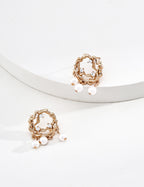 Twisted Vine Wreath Pearl Earrings