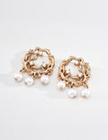 Twisted Vine Wreath Pearl Earrings