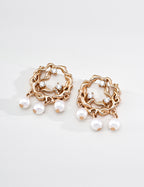 Twisted Vine Wreath Pearl Earrings