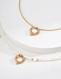 Gilded Lava Heart Shell Pendant Pearl Necklace