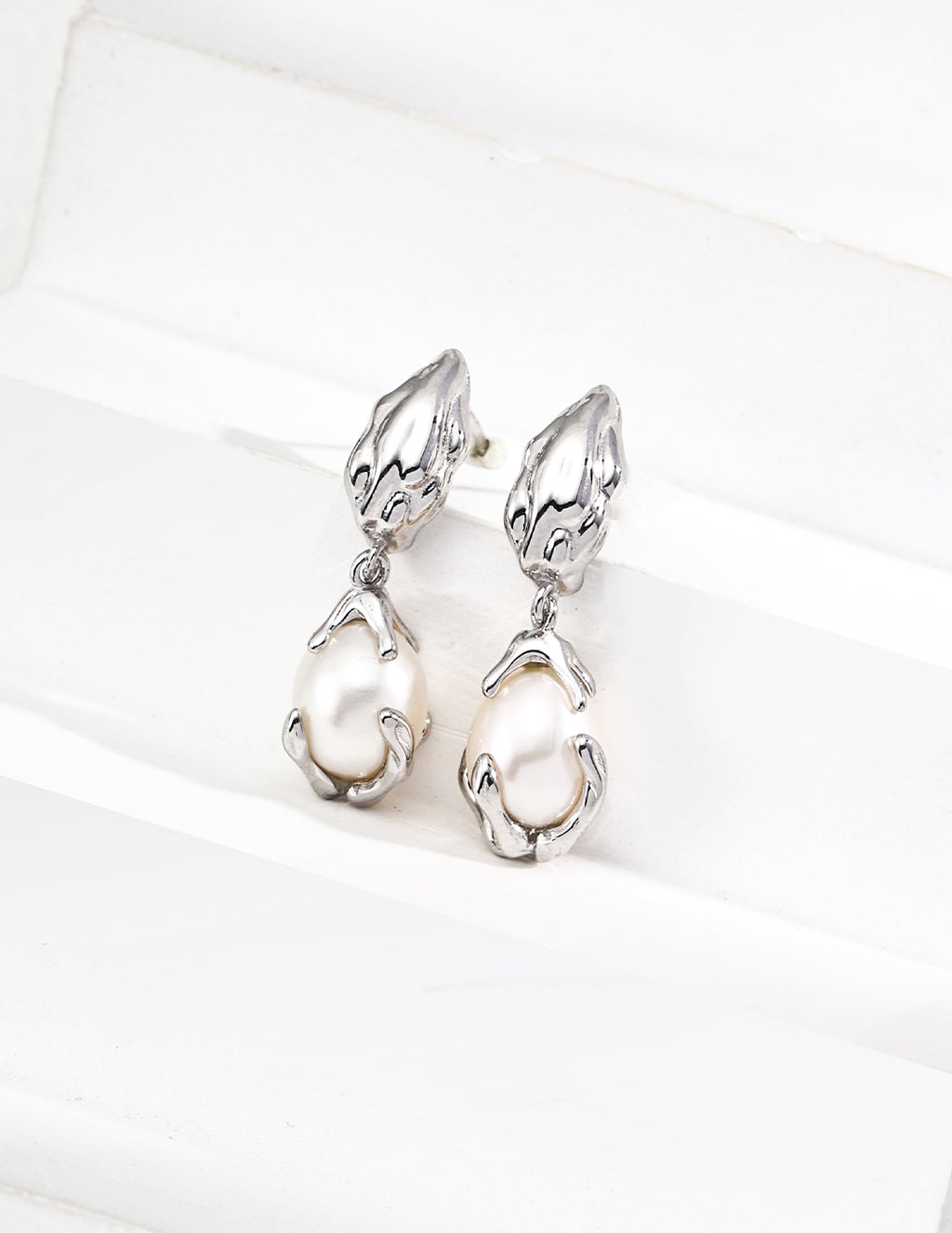 Gilded Lava Pearl Drop Earrings