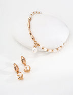Gilded Lava Pearl Drop Earrings