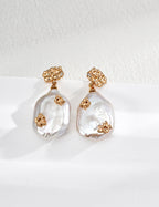 Vintage Large Baroque Pearl & Zircon Drop Earrings