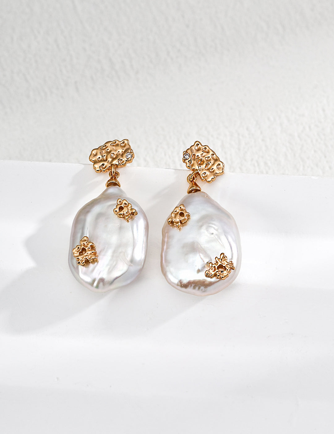 Vintage Large Baroque Pearl & Zircon Drop Earrings