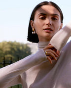 Vintage Golden Texture With Drop Pearl Earrings