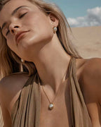 Metal Bezel Setting Baroque Pearl Necklace & Stud Earrings