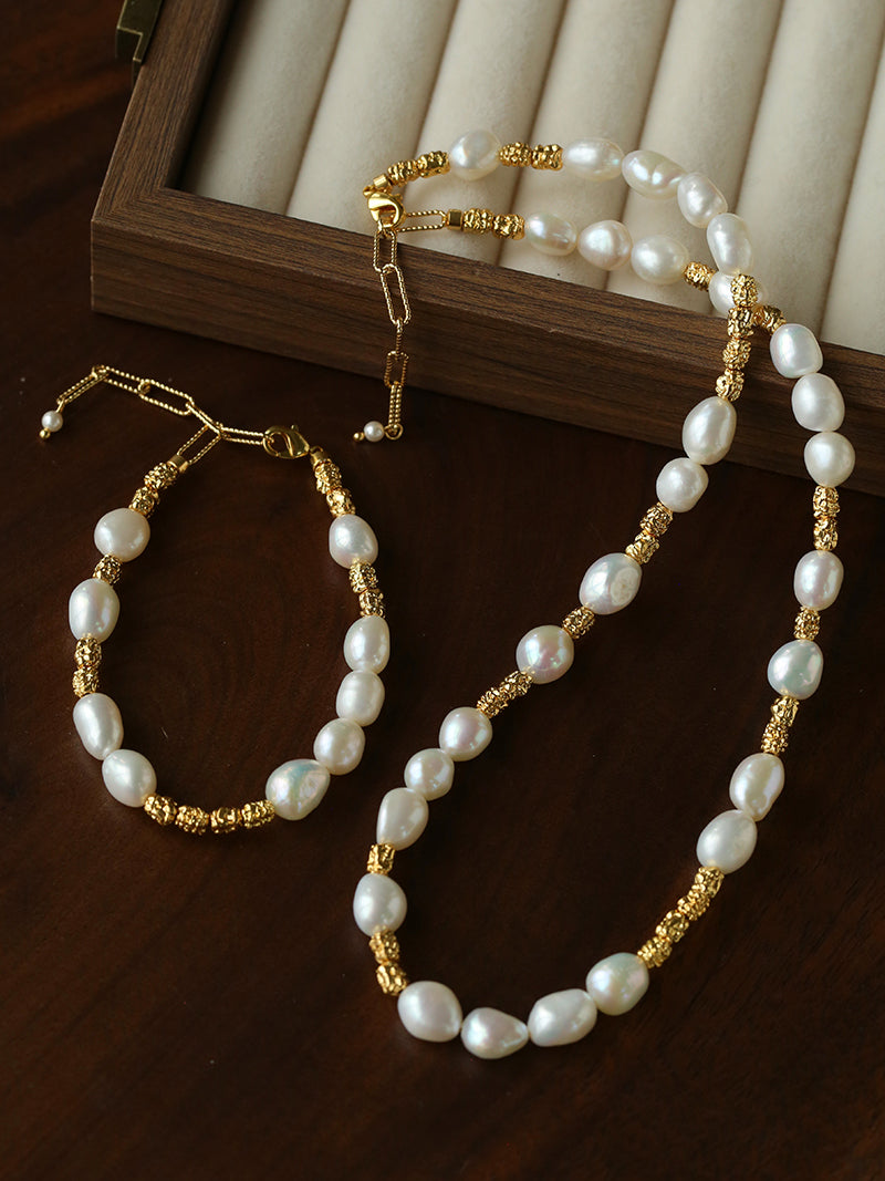 Gilded Lava Metal With Baroque Pearl Series #1