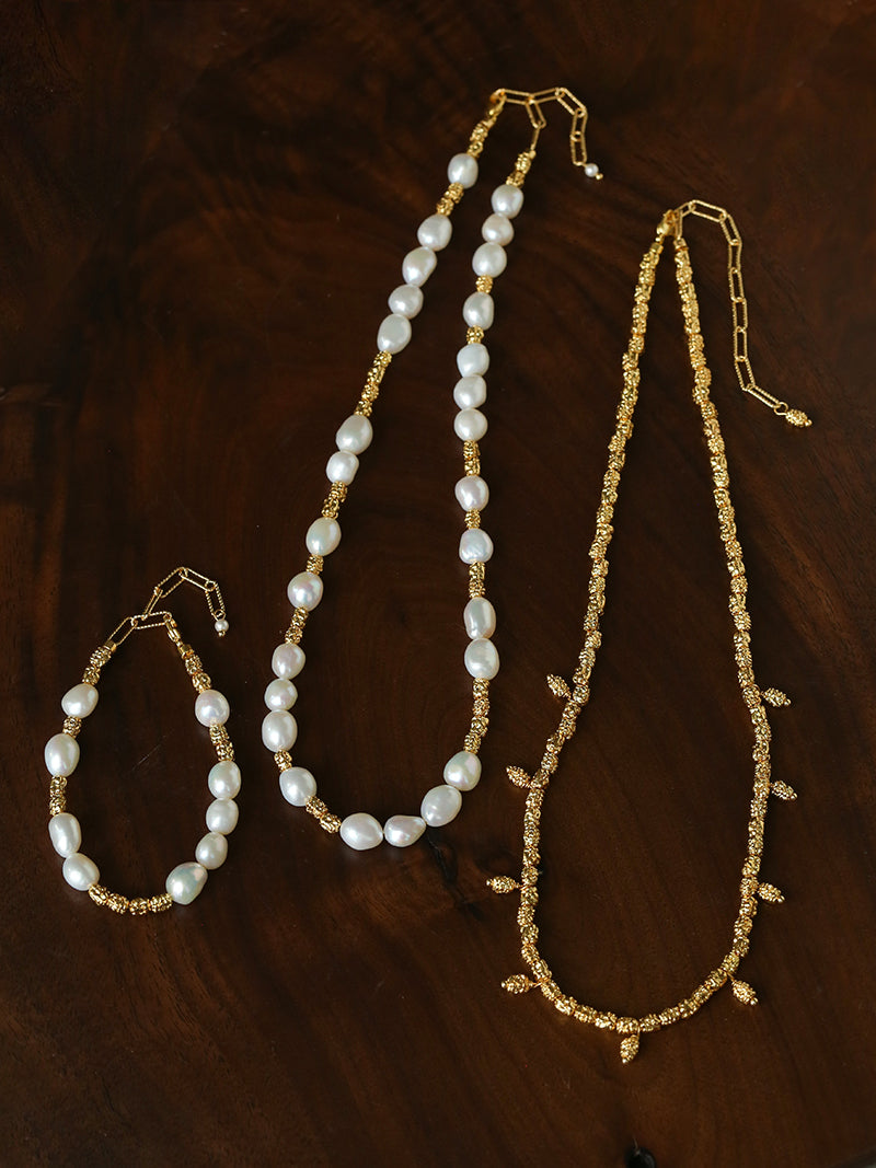 Gilded Lava Metal With Baroque Pearl Series #1