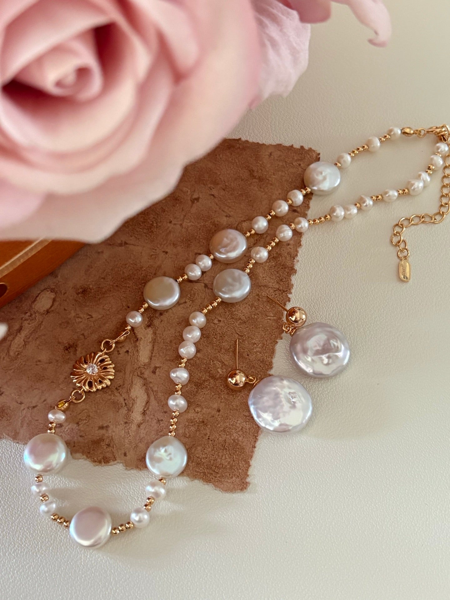Sunflower Baroque Coin Pearl Necklace