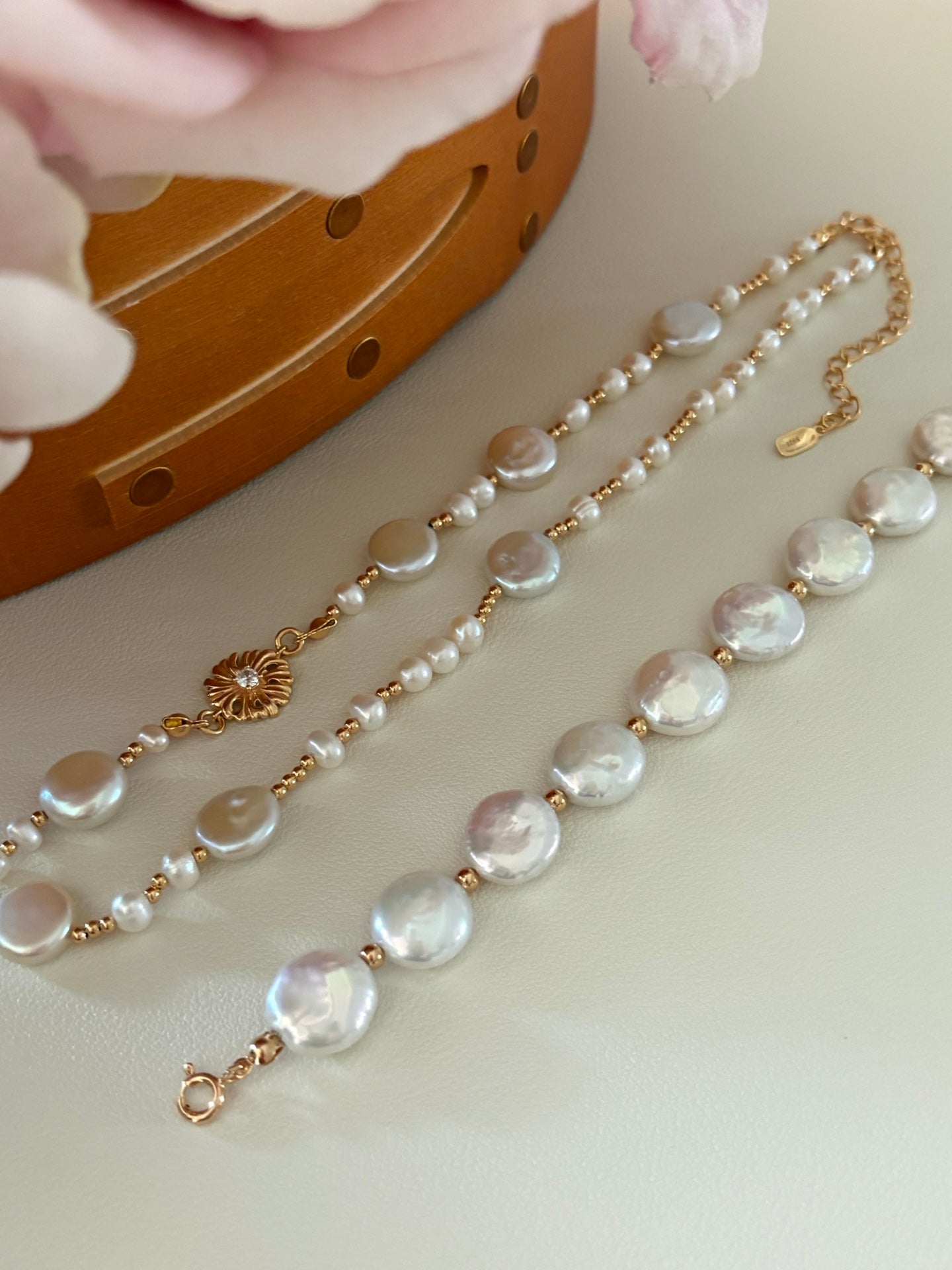 Sunflower Baroque Coin Pearl Necklace