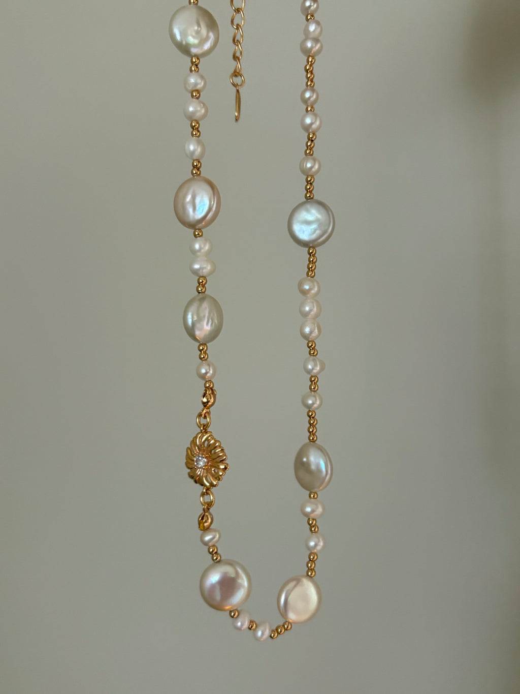Sunflower Baroque Coin Pearl Necklace