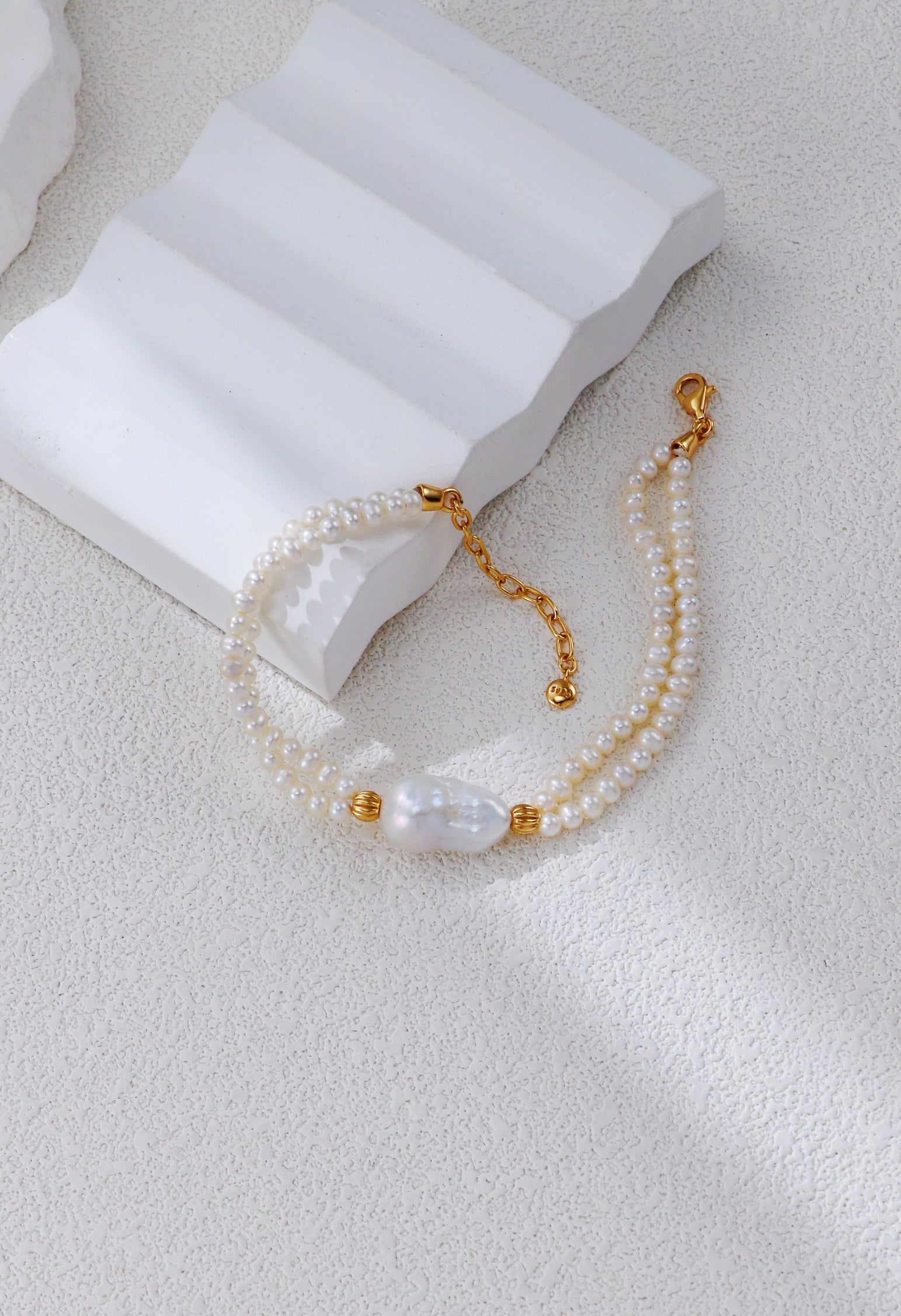 Fishtail Baroque With Rice Pearls Bracelet