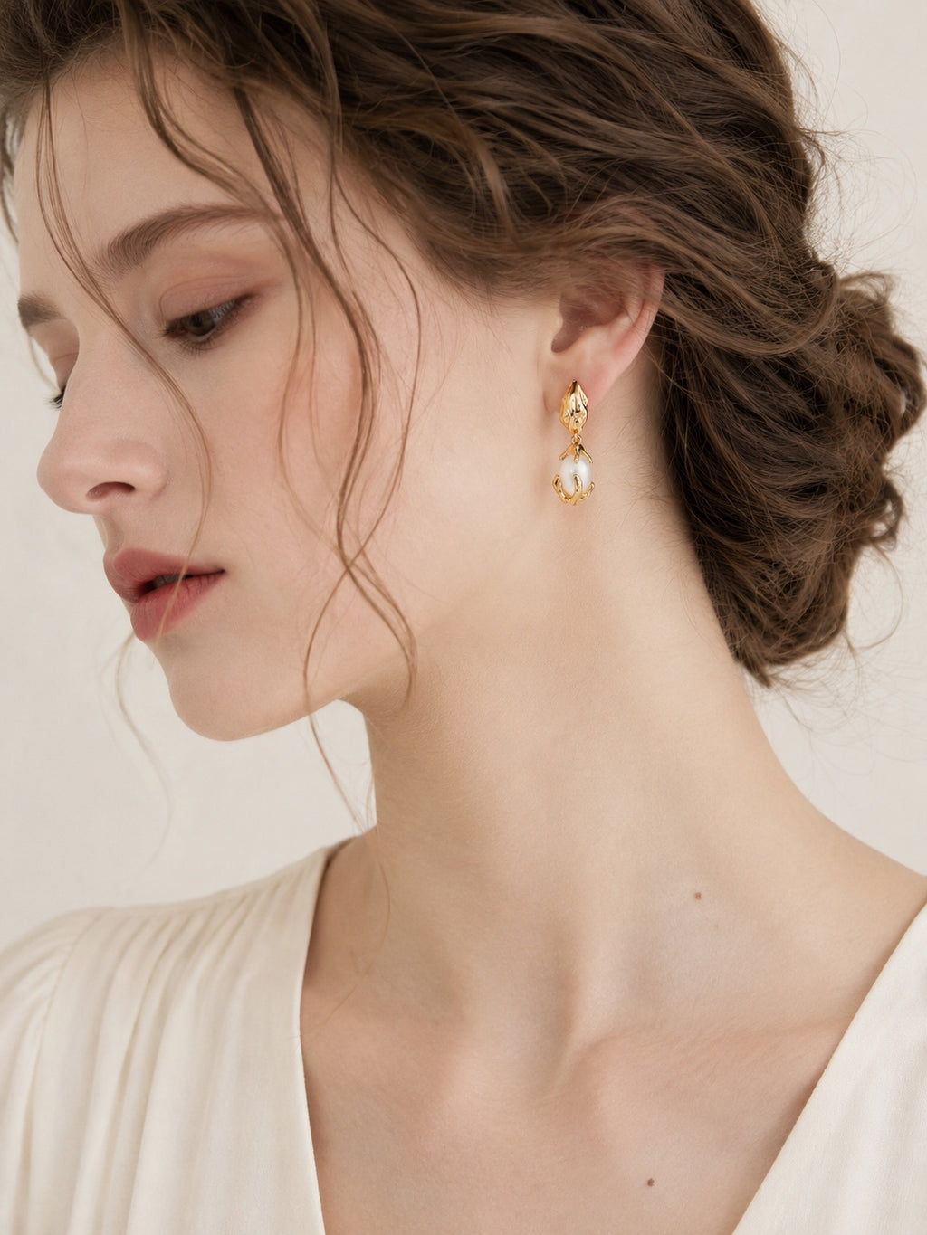 Gilded Lava Pearl Drop Earrings
