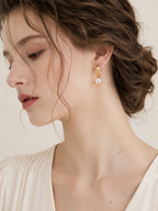 Gilded Lava Pearl Drop Earrings