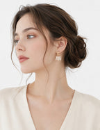 Woven Net Tassel Pearl Earrings